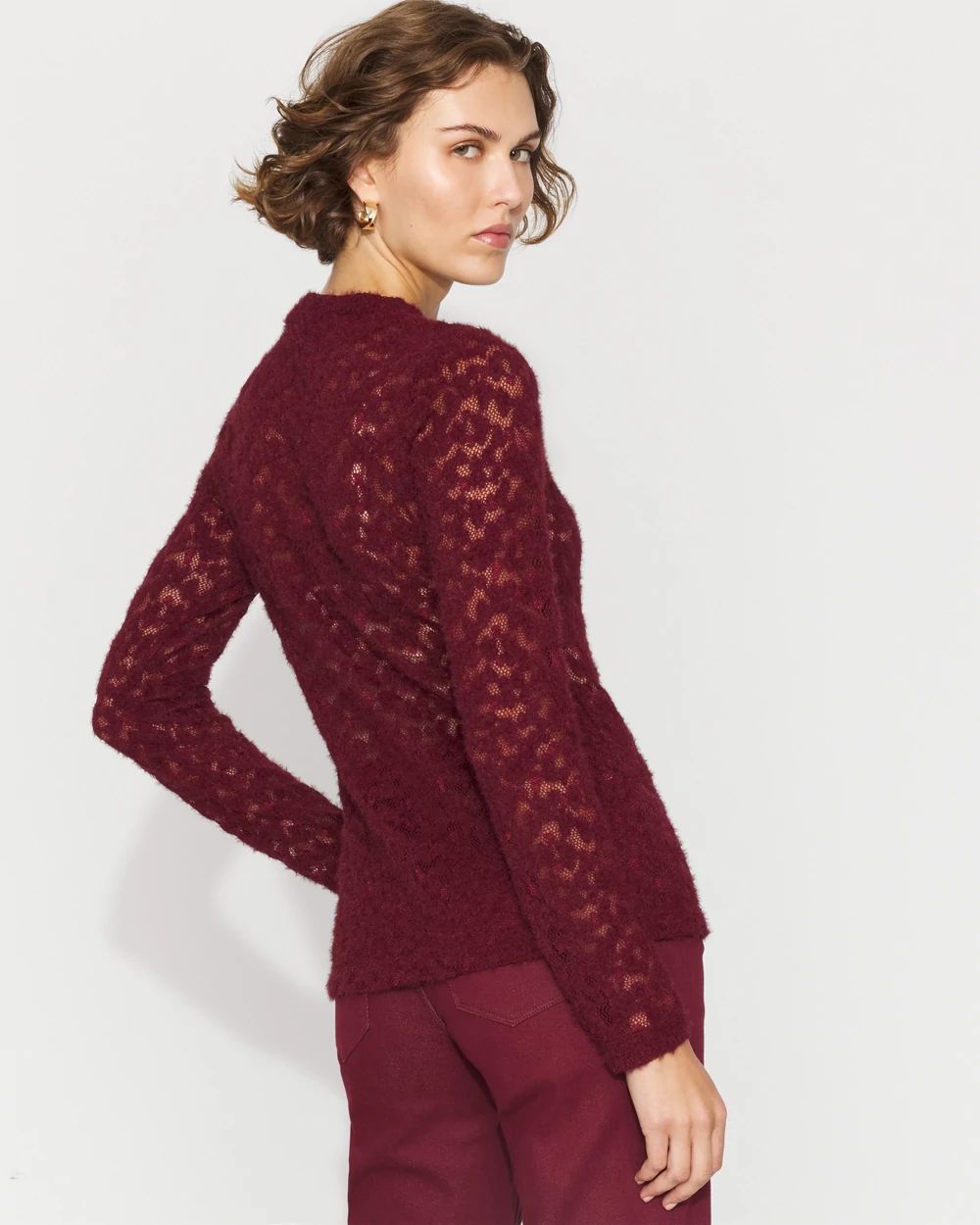 Textured Lace Mockneck Top | White House Black Market